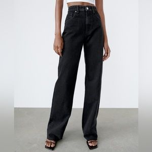 Zara TRF Wide Leg Jeans Black
